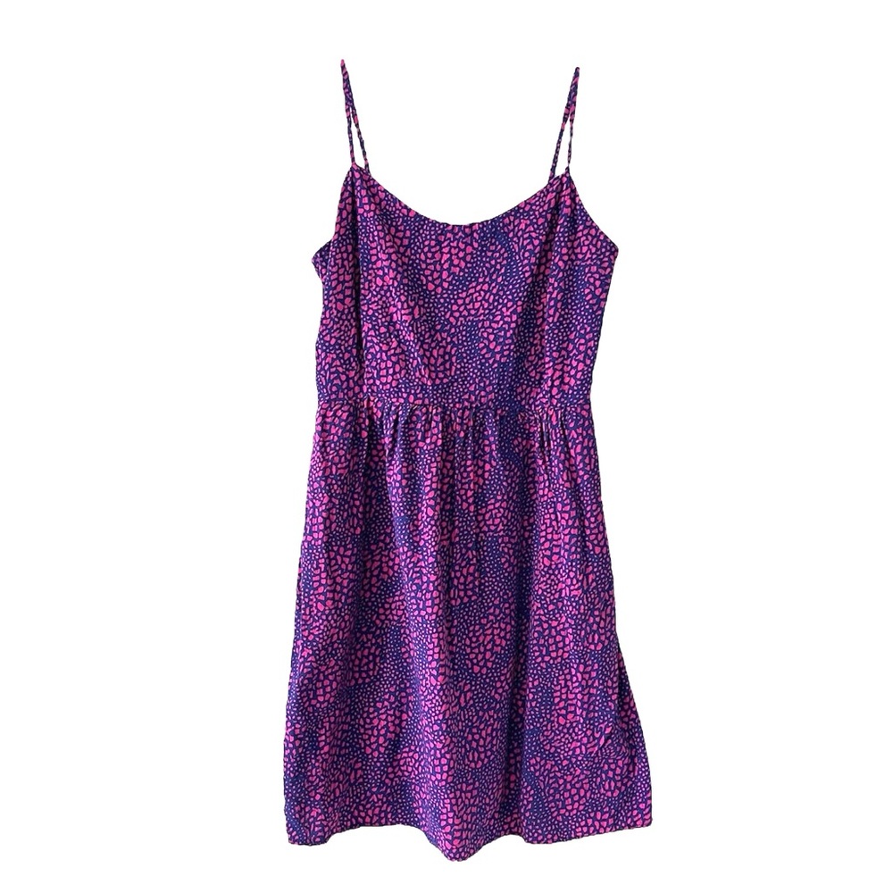 Gap Navy Blue and Pink Print Size Zip Spaghetti Strap Dress with Pockets Size 6